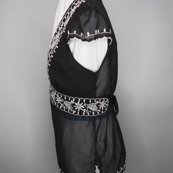 Vintage Tristan & Iseut Black Sheer Blouse - Picture 2 of 16